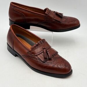 French Shriner Milton Mens‎ Brown Leather Kiltie Tassel Wingtip Loafers
9.5 M